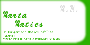 marta matics business card